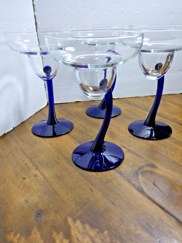Cobalt blue curved stem clear - blue,