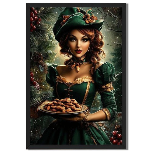 Victorian lady with nuts wall - lady,