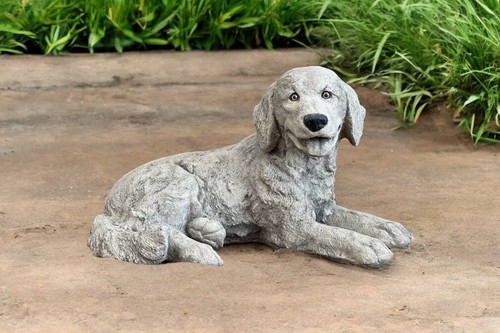 Concrete dog statue lying - concrete,