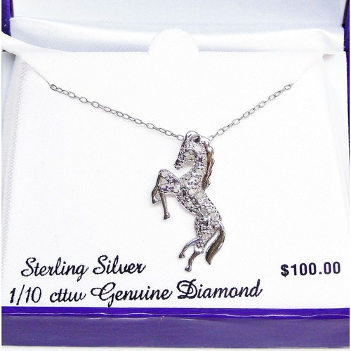 10ct diamond horse - 1/10ct, pendant