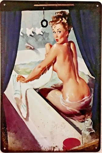 Tin sign 8x12 bathtub - sign,
