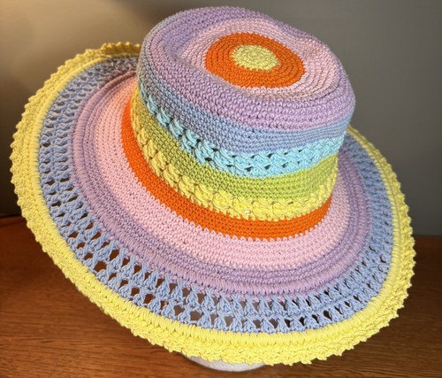 Hand crocheted brim floppy hat - crocheted,