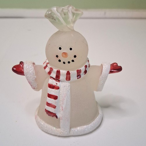 Frosted glass light snowman - glass, up