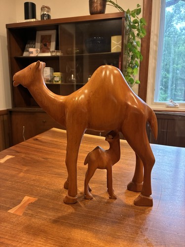 Hand carved camel - carved, wooden