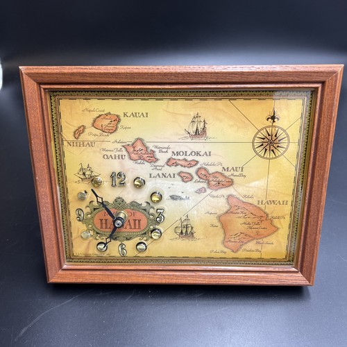 Vintage hawaiian map clock - clock,
