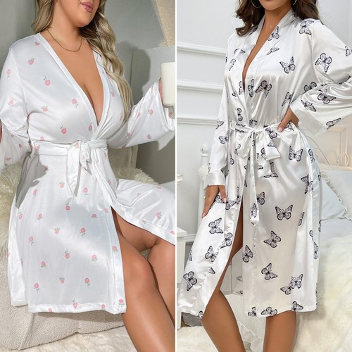 Women satin kimono - satin, bathrobe