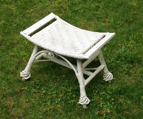 Antique wicker bench stool - wicker,