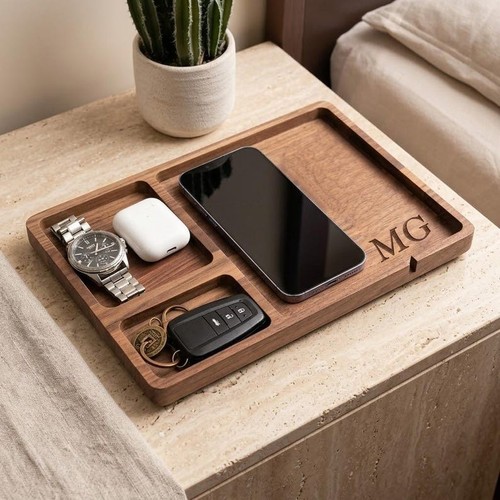 Personalized wood valet tray - personalized,