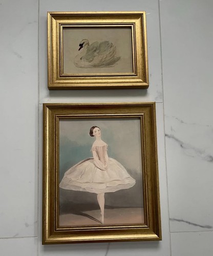Framed vintage ballerina and - framed,
