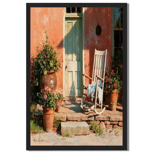 Porch scene framed canvas - porch,