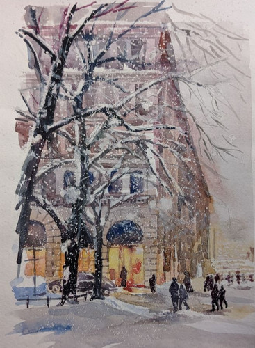 Urban winter city street - winter,