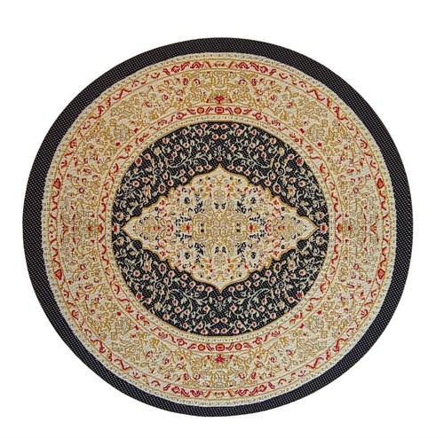 Dolls house woven rug black - dolls,