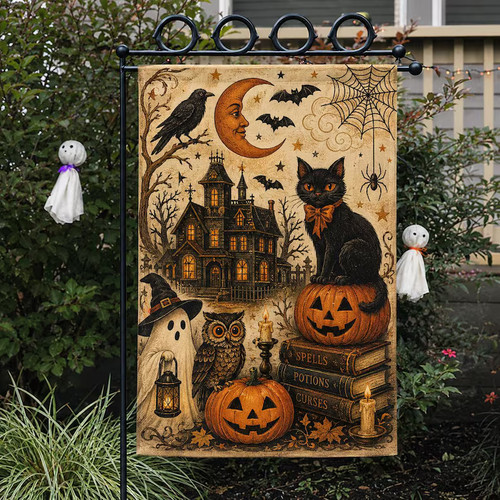 Vintage halloween black cat - halloween,