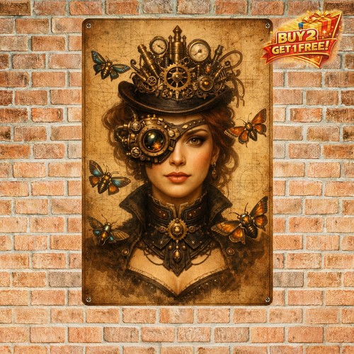 Steampunk lady butterfly gears - lady,