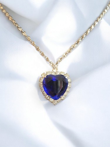 Blue rhinestone heart like - blue,