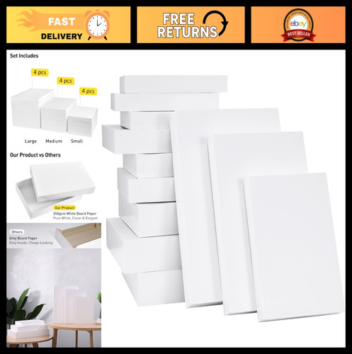 White gift boxes with lids - gift, 12