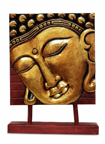 Wooden buddha head - buddha,