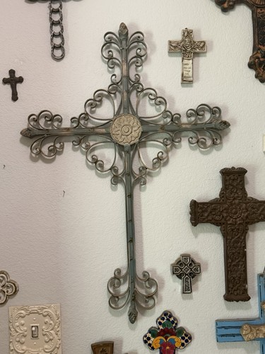 Metal wall hanging cross - metal,