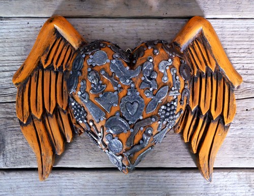 Yellow heart wings - yellow,