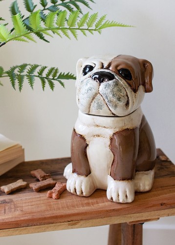 Ceramic bull dog - dog, canister