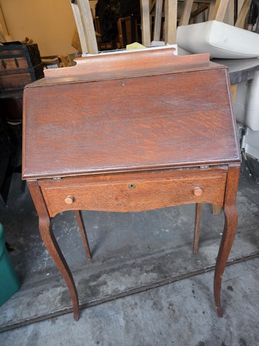 Antique oak secretary - oak, desk
