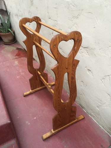 Vintage towel rack wood - towel,
