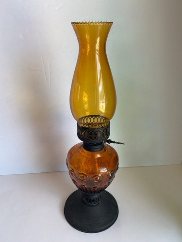 Vintage amber glass oil - amber,