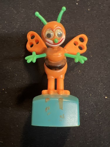 Vintage push puppet orange bee - vintage,