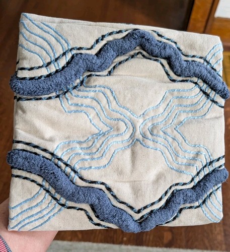 Blue cream pillow cover - blue, &