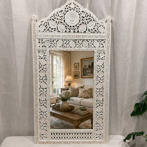 Large hand carved - white, wood