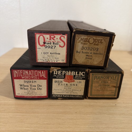 Antique player piano rolls lot - antique,