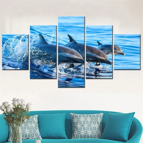 Dolphin swimming canvas poster - dolphin,