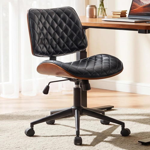 Wooden armless desk chair with - wooden,