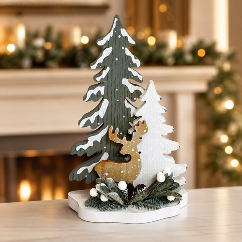 Wooden christmas tree reindeer - wooden,