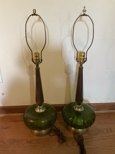 Pair vintage green glass - vintage,