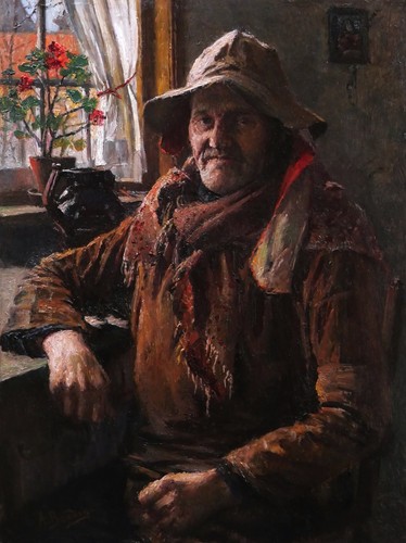 Framed portrait old - an,