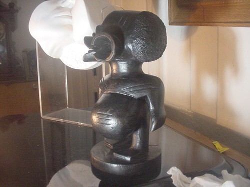 Signed african wooden statue - african,