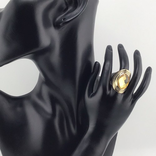 Vtg ring goldt yellow glass - vtg,