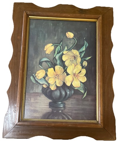 Vintage framed print vase - print, of