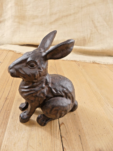 Large cast iron rabbit easter - cast,