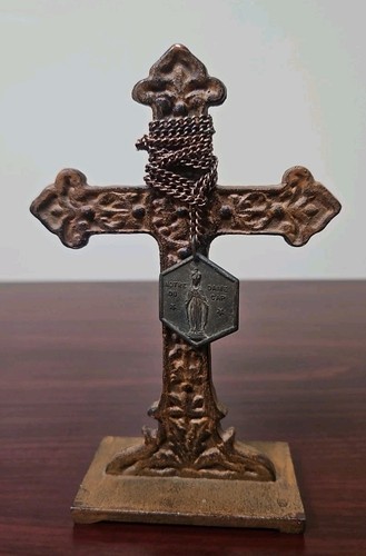Cast iron cross statue - iron, gothic