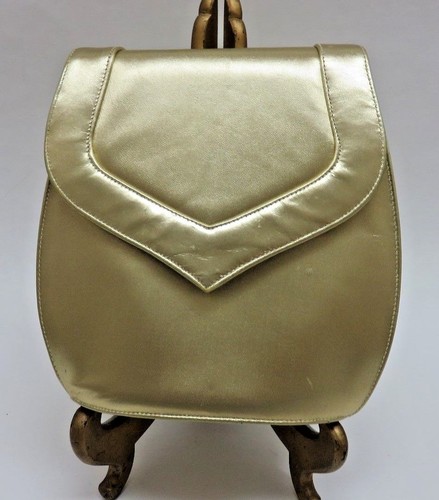 Gold leather handbag purse - gold,