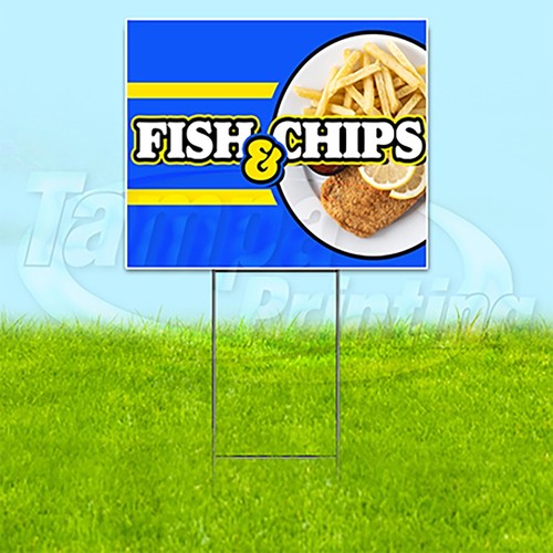 Fish chips 18x24 yard sign - 18x24,