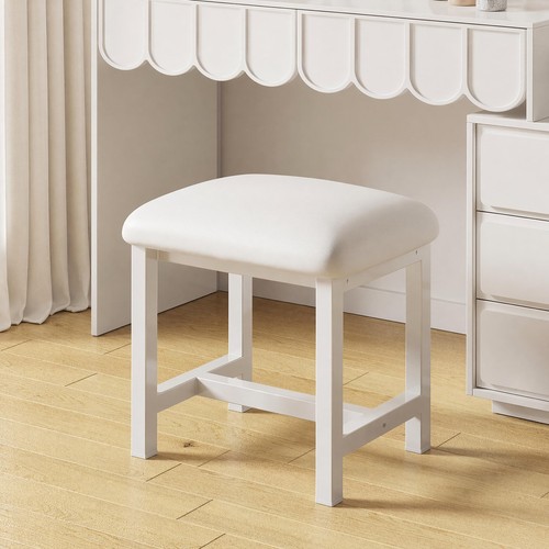 White vanity stool - white,