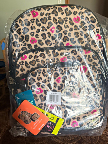 Girls leopard heart - girls, backpack