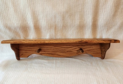 Oak wooden wall shelf - with, 2