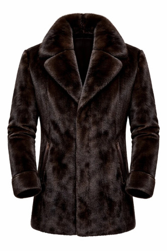 Men real mink fur coat - fur, brown