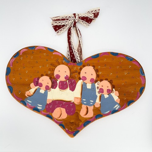 Vintage 90s wooden heart wall - wooden,