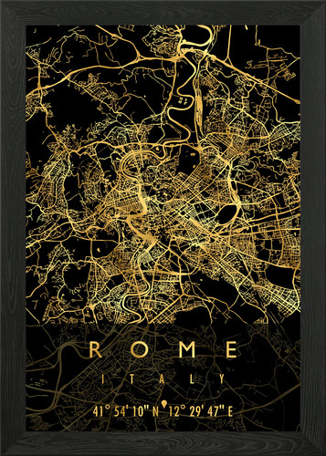 Rome map italy - rome, framed