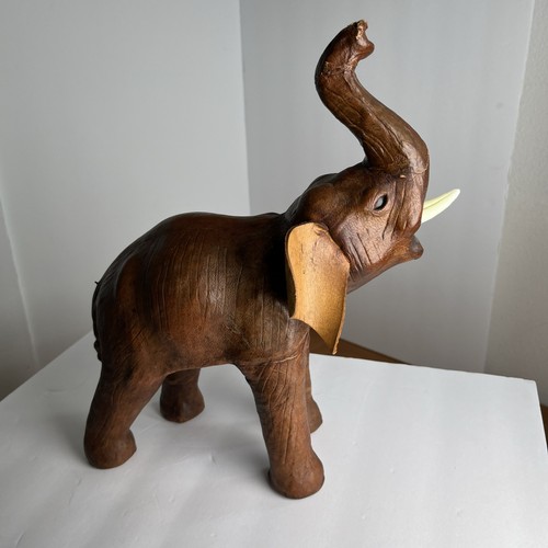 Leather elephant statue - leather,